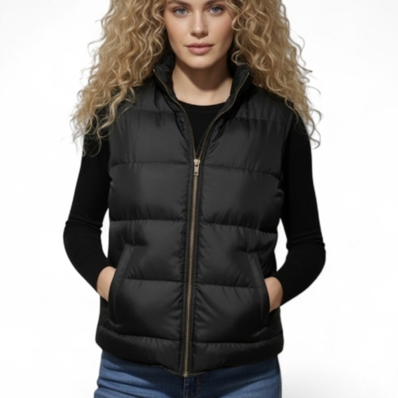 Sideout Jackets & Blazers - Vintage Y2K Sideout Goose Down Vest Size Medium Black Zip Pockets Thick Heavy